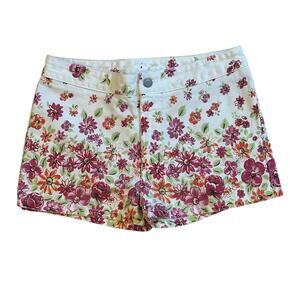 Y2K Floral Summer Festival Jean Shorts BONGO Pink Green White Size 0 Made in USA
